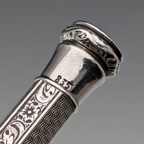 Early 20th Century Antique Flower Engraving 835 Silver Propelled Mechanical Pencil